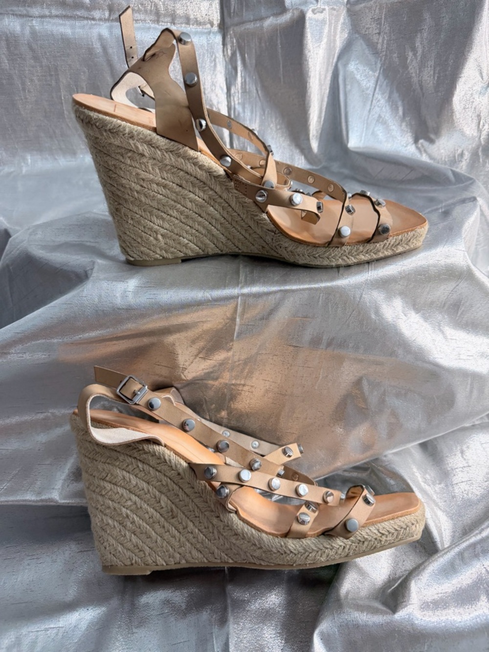 Dolce Vita Tan Studded Espadrille Wedge Sandals - Picture 8 of 9
